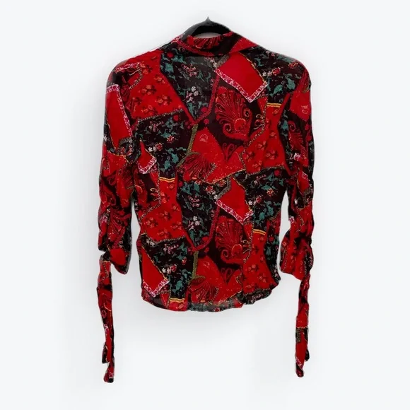 Patterned Button Down Blouse - Picture 2 of 6